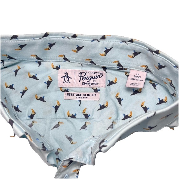 Original Penguin Men's Button Down Long Sleeve 17 34/35 EUC Toucans - Picture 1 of 6